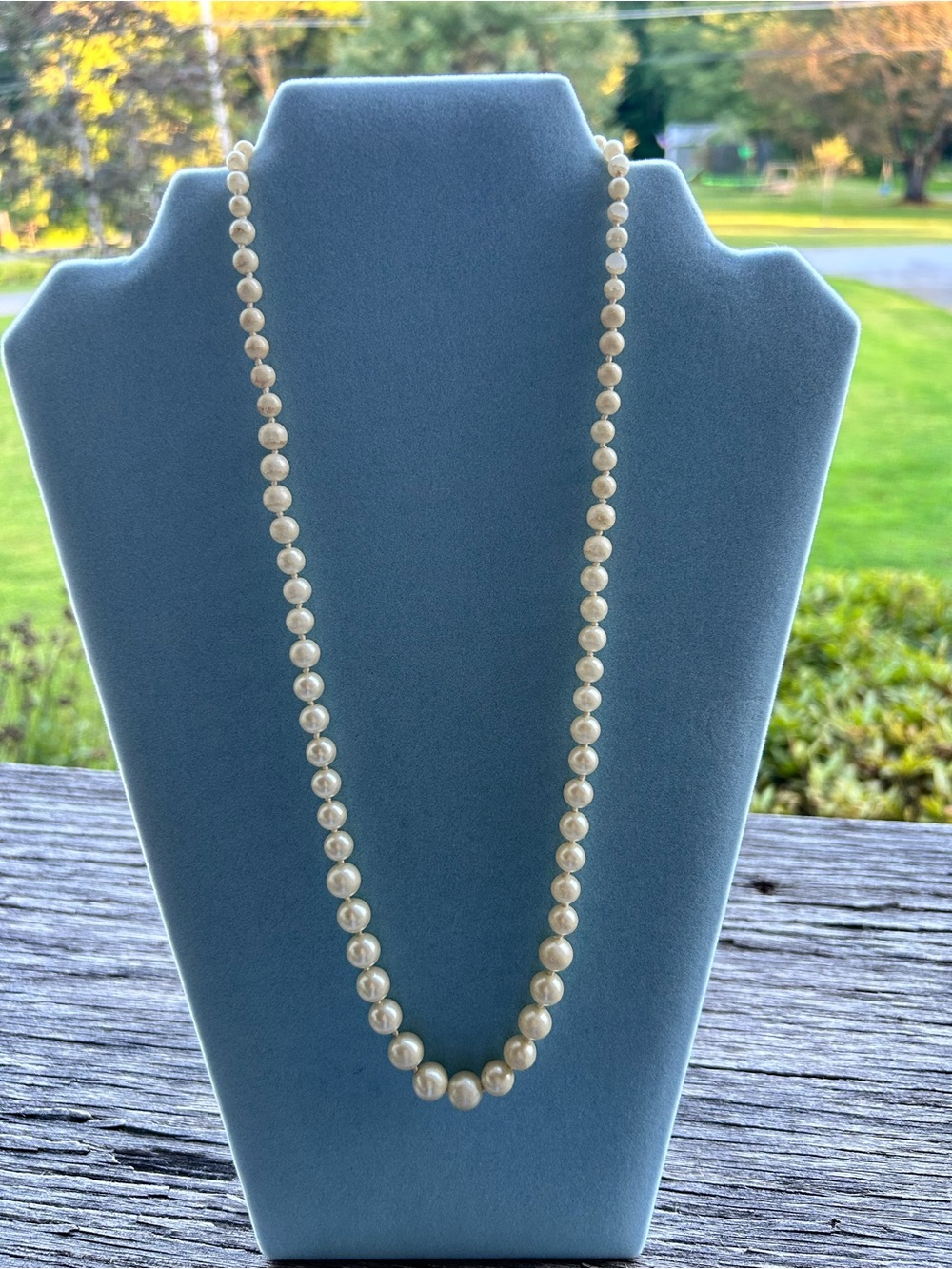 Vintage Cream Pearl graduated bead Necklace Women Jewelry 23” silver hook clasp